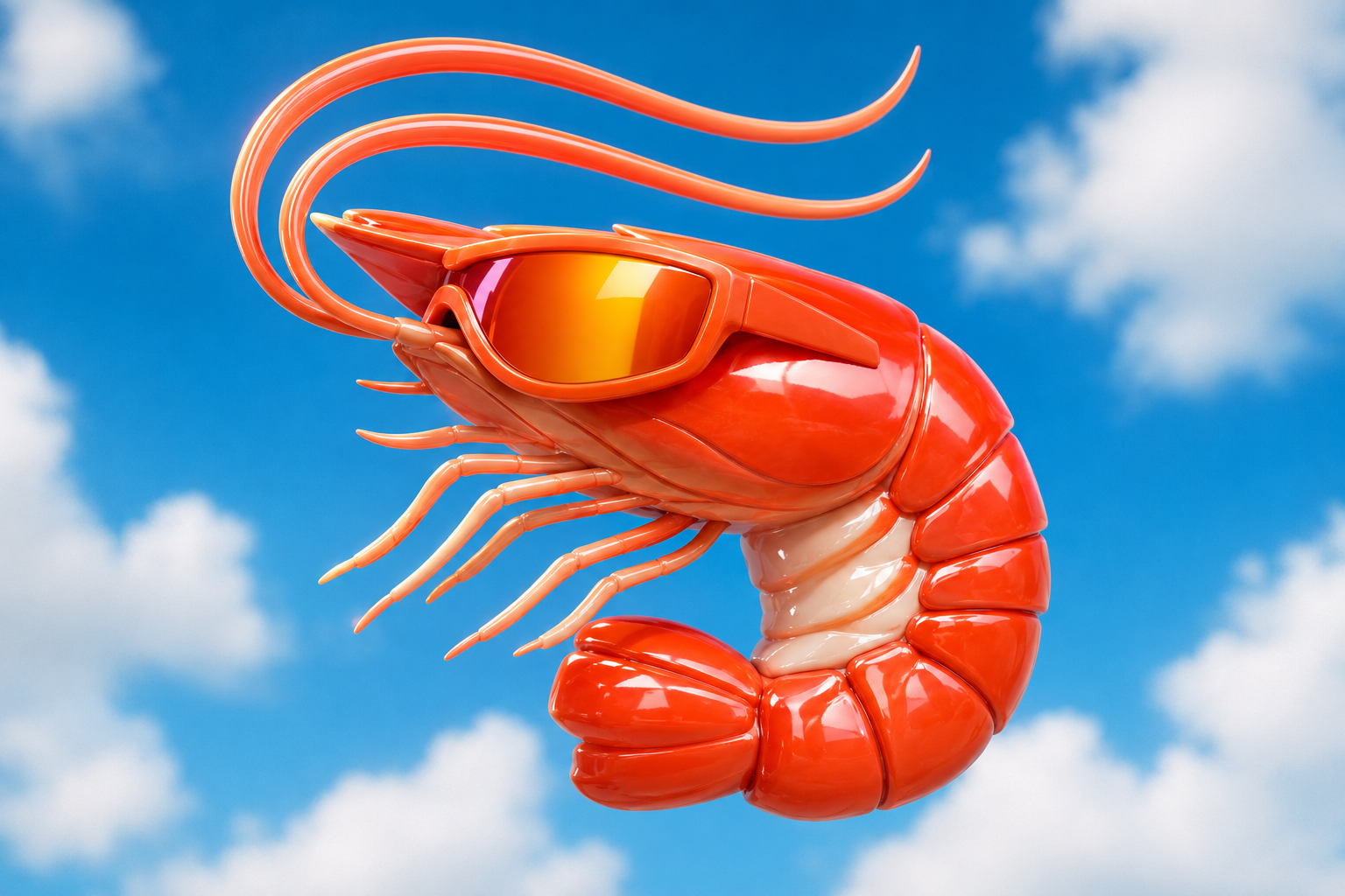 Shrimp rendered as a cross-stitch style pixel/bead pattern